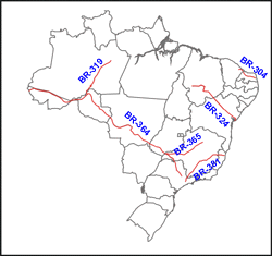 rodovias diagonais do Brasil