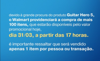 promoção visa walmart guitar hero